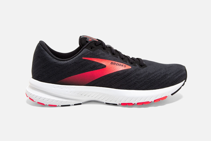 Brooks Men's Launch 7 Road Running Shoes Black/Coral TBMW-68453